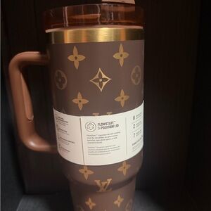 Stanley Brown and Gold Monogram Travel Mug